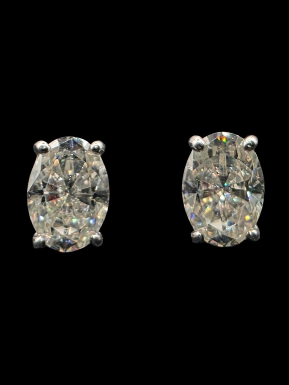 2.00 CTW Oval Moissanite Stud Earrings 925 Sterling Silver